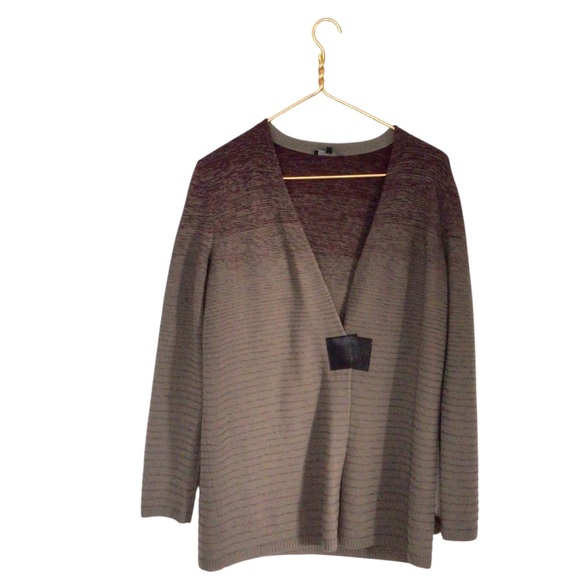 Lafayette 148 New York Sweaters - Lafayette 148 Wool Cardigan Sweater Medium Ombre Burgundy Tan Sweater Career M
